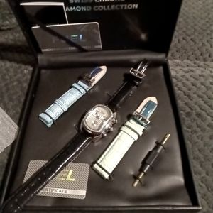 Fuel Diamond Encrusted Watch w/extra Leather Bands